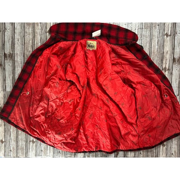 Woolrich Mackinaw Wool Buffalo lined quilted print Hunting Coat Sz 50 VTG 60s - Picture 2 of 5